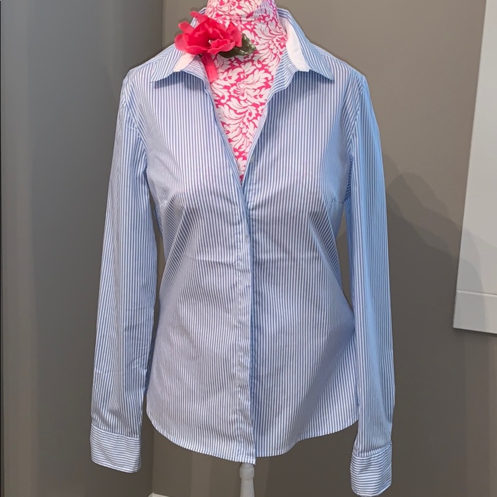 🌺H&M Striped Blouse Blue & White Size 12